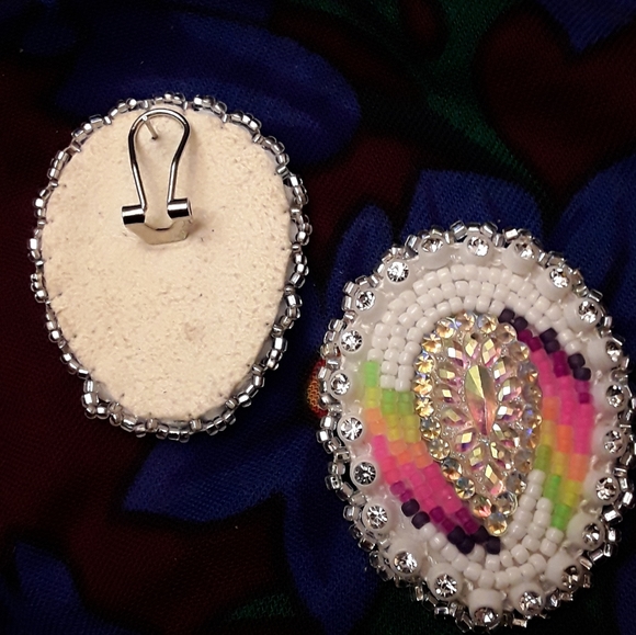 Reverse Teardrop Raindow Neon Earrings - Picture 2 of 4